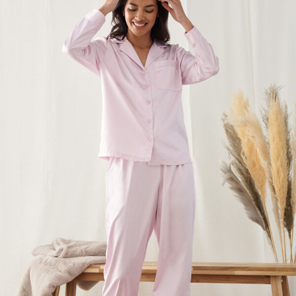 Towel City Ladies Satin Long PJ's Thumbnail
